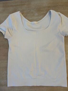 Athleta Girl Classic Scoop Neck Ribbed Short Sleeve Top - White